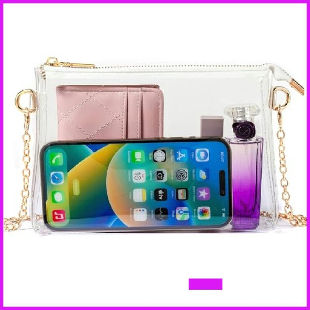 Clear Crossbody Bag Stadium Approved PVC Transparent Chic Minimal Concert - Picture 2 of 7